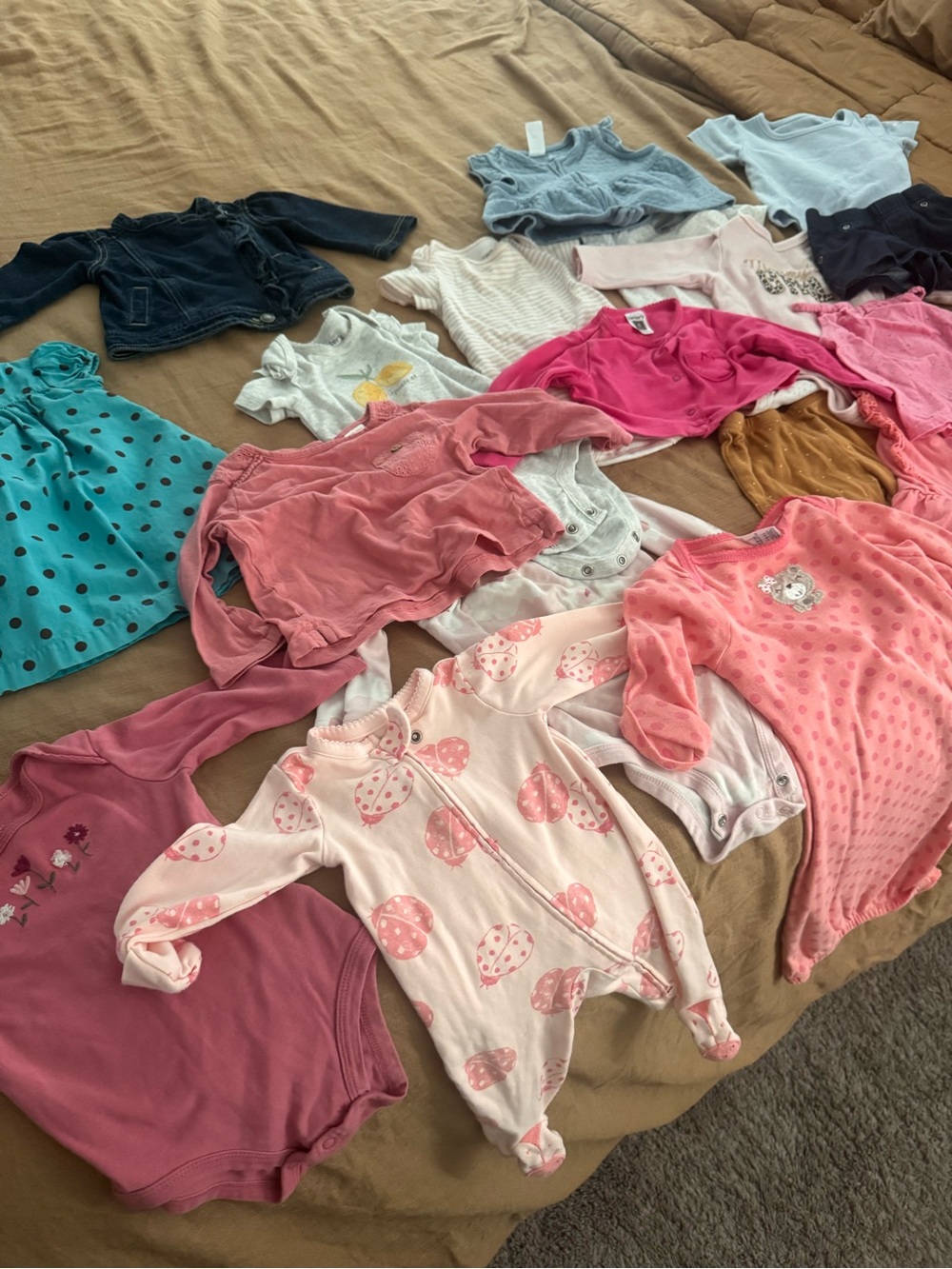 Mixed Baby Girl Clothing Lot - Pink, Coral, Teal & Blue 45 Pieces